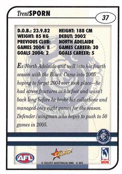 2005 Select Dynasty AFL #37 Trent Sporn Back